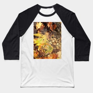 Fallen leaves floating in the river, 1, (Set of 3), fall, autumn, xmas, holiday, nature, forest, trees, winter, color, flowers, orange, art, botanical, leaves, leaf, floral, wet, rain, water, holidays, digital, spring, aqua, graphic-design, Baseball T-Shirt